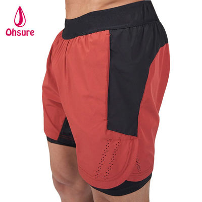 OEM Custom Logo Solid Color Men Summer Breathable Drawstring Waist 2 в 1 спортивные шорты