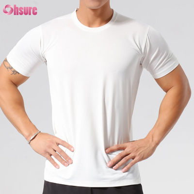 Оптовая Slim Fit быстросухой высококачественный печатный экрана короткий рукав круглый шея пустой спортивные тренировочные футболки для мужчин