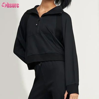 Custom Logo New Fashion Solid Color Pocket Pullover Half Zip Up Leisure Sports Fitness Sweatshirt OEM Высокое качество для женщин