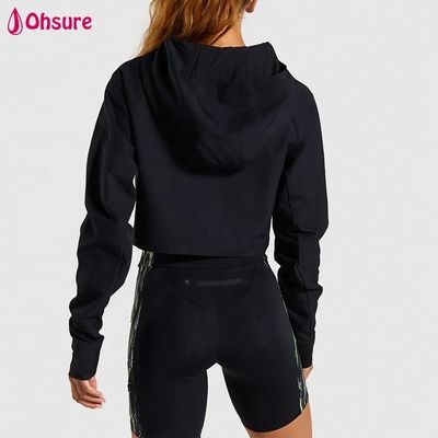 Женский спортивный укороченный топ из хлопка Custom Super Soft Fitness с круглым вырезом, черные худи для спортзала, пуловер с капюшоном